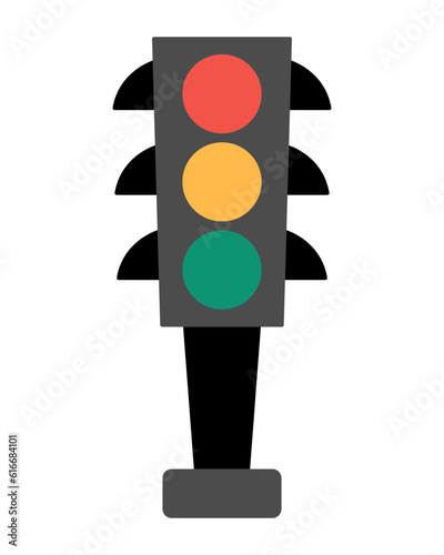 Vector traffic lights icon. Road street sign clipart. Cute highway stop light signal isolated on white background