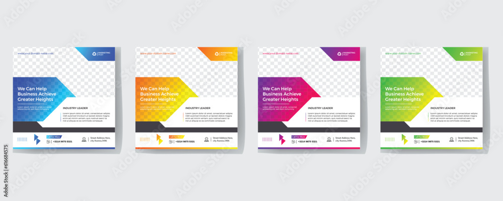 Modern Creative Corporate Business marketing agency promotion social media post template. Editable square banner design with place for the photo.