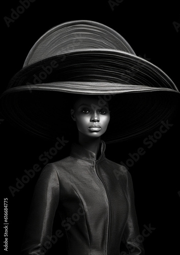 Mujer con sombrero de ala grande 02 AI generativa Ilustración