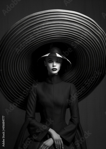 Mujer con sombrero de ala grande 05 AI generativa Ilustraci  n