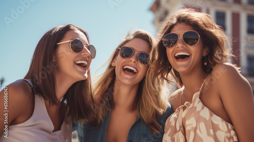 Three Girlfriends with Sunglasses laughing © PHdJ