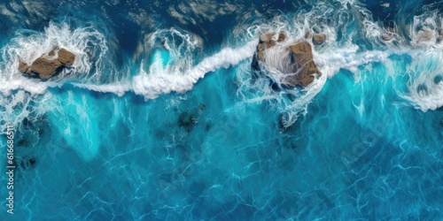 Spectacular Aerial view of the ocean waves. Generative AI 