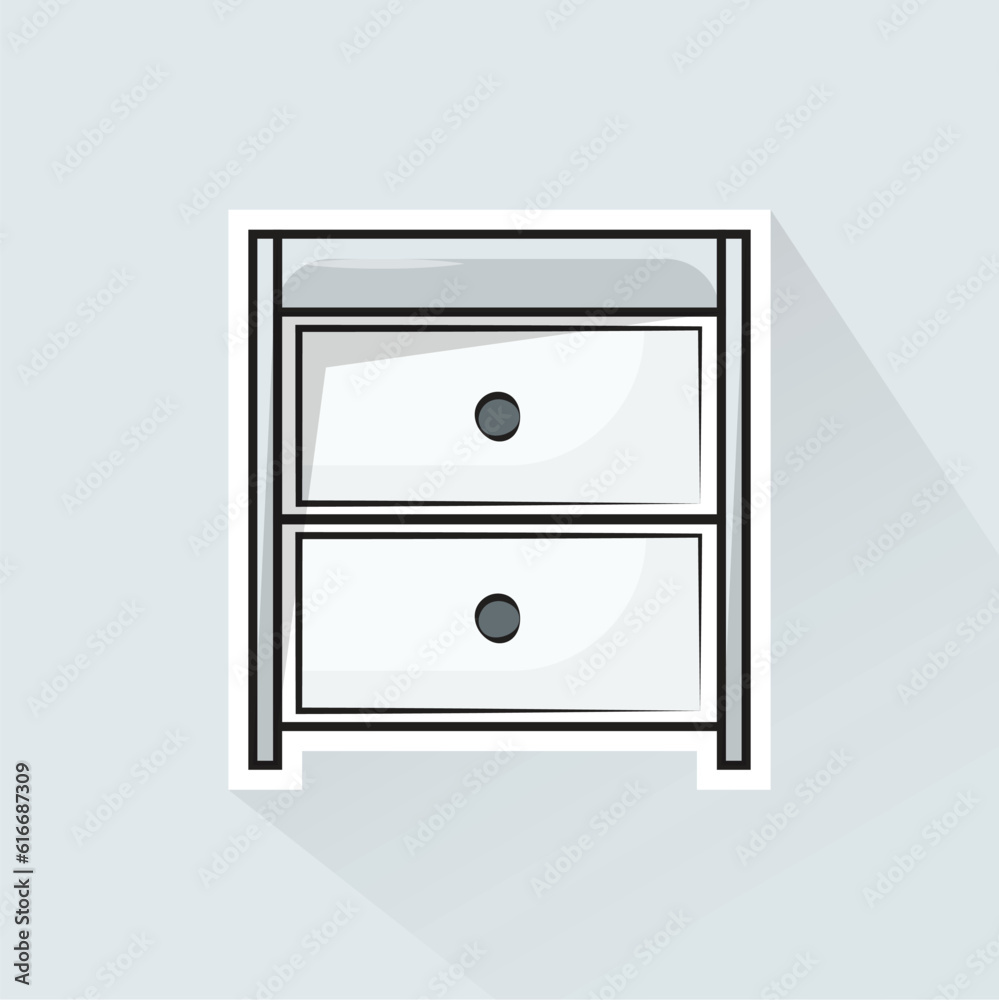 Illustration Vector of White Night Table in Flat Design Illustration Vector of White Night Table in Flat Design