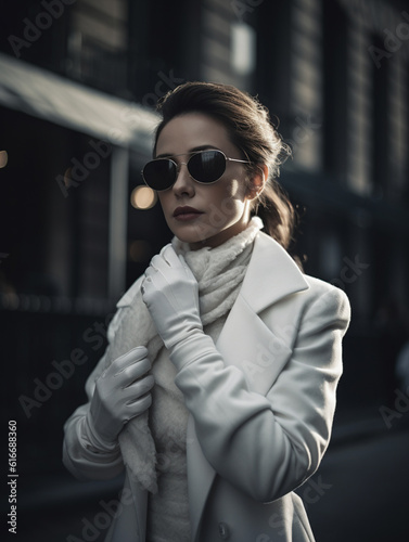 Woman Female Face Street Style Portrait Close Up Photo Digital Generated Realistic Modern Trendy Illustration Artwork Background photo