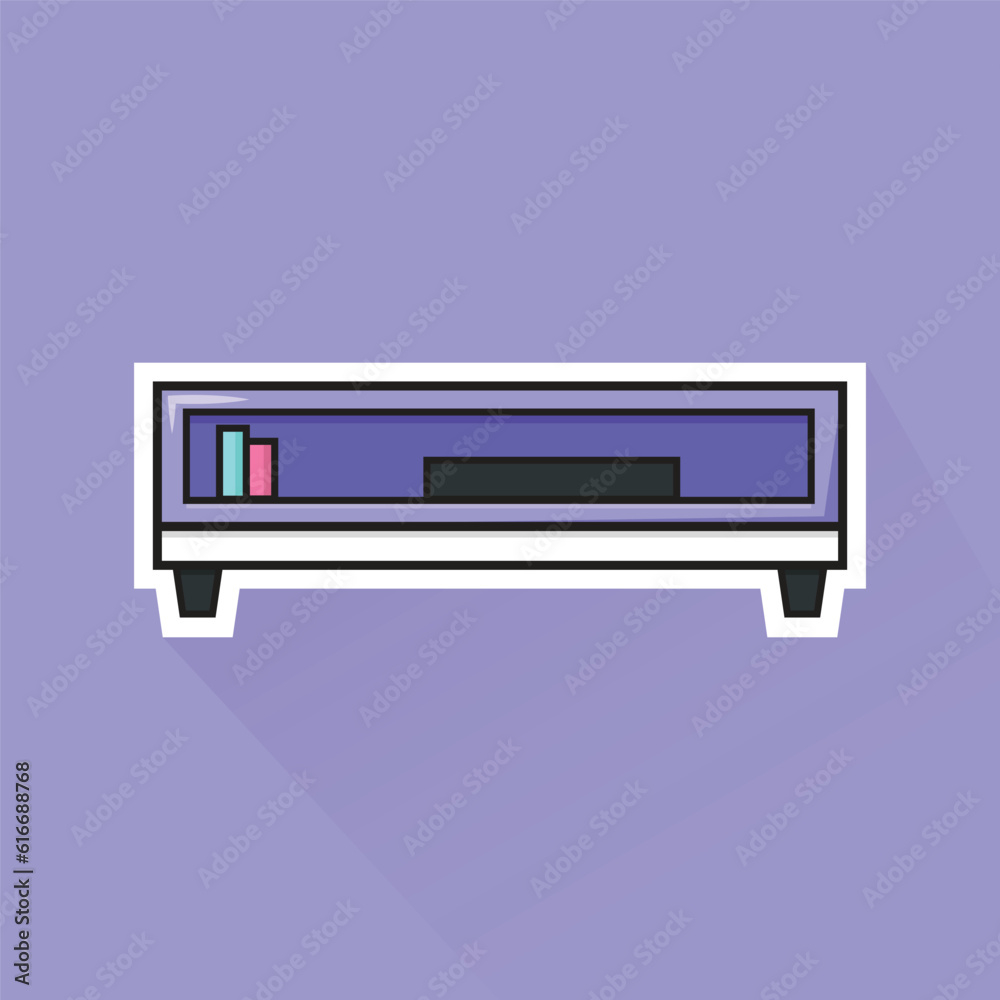 Illustration Vector of Purple TV Desk in Flat Design Illustration Vector of Purple TV Desk in Flat Design