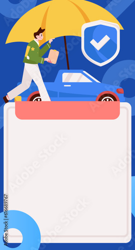 Buying insurance for car flat character vector concept operation illustration
