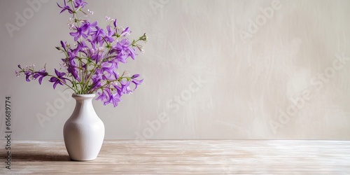 Modern Living. Interior Design with Decorative Wall and Flower Vase. Generative AI illustrations