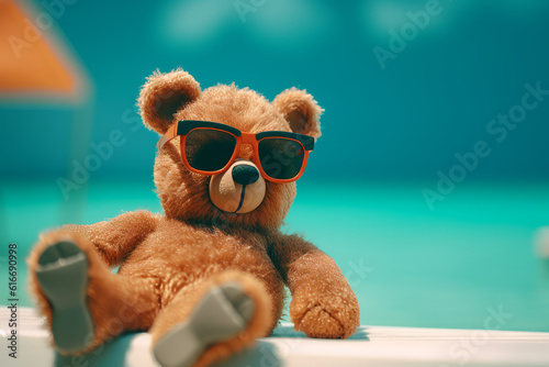 Cool teddy bear with sun glasses
