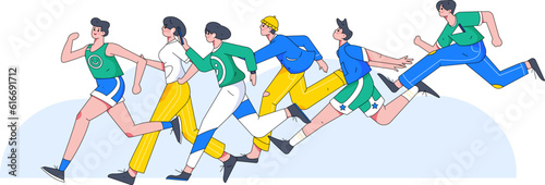 Vector internet operation illustration of people exercising and running healthy
