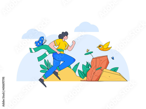 Vector internet operation illustration of people exercising and running healthy
