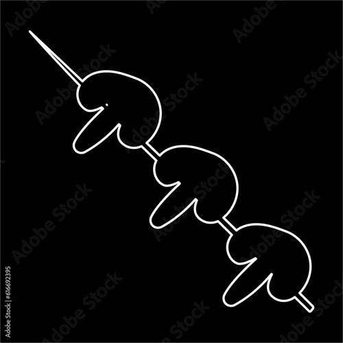 mushroom kebab vegetable piece line icon element