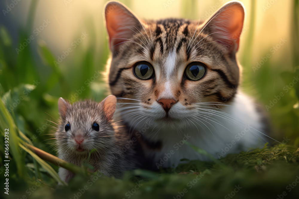 Cute image of cat and mouse friends Cute image of cat and mouse friends