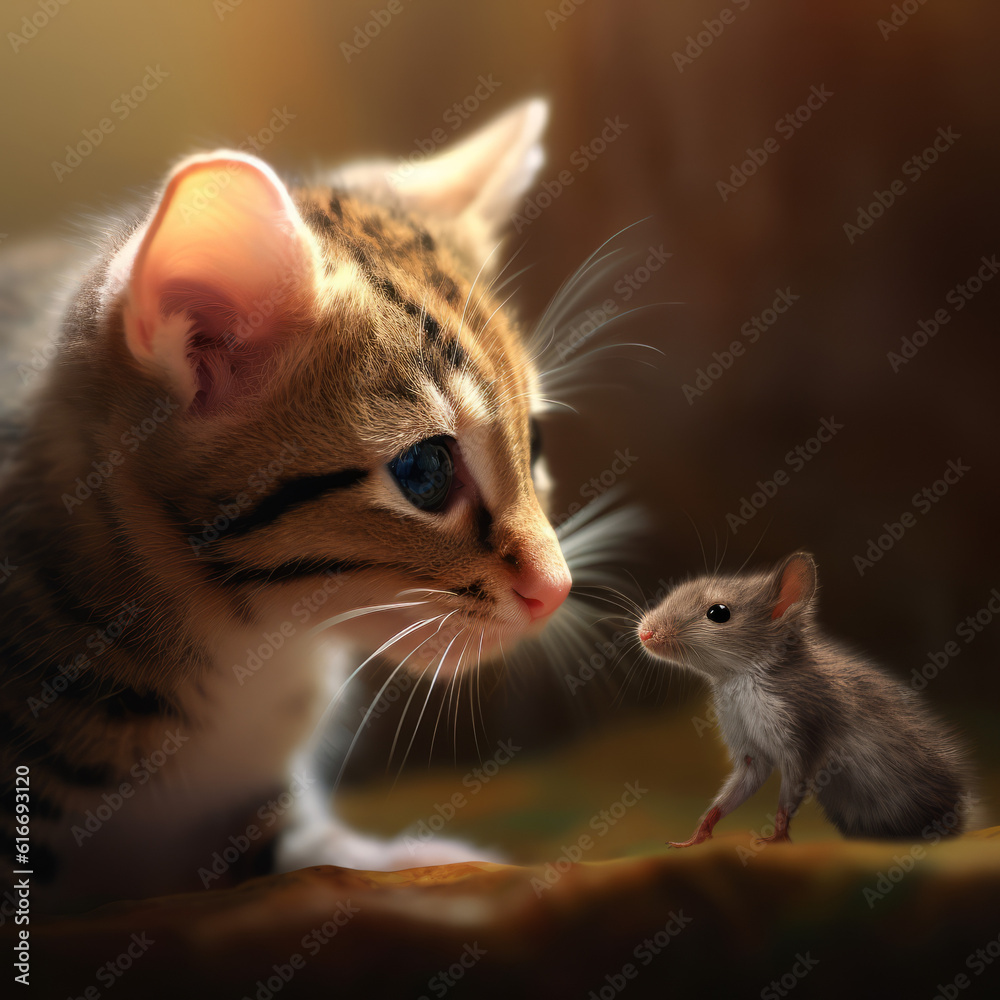 Cute image of cat and mouse friends Cute image of cat and mouse friends