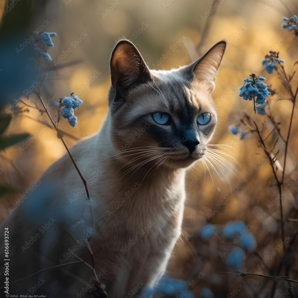 Portrait of Orange Cat with Beautiful Eye in the Garden. Created with Generative AI Technology Portrait of Orange Cat with Beautiful Eye in the Garden. Created with Generative AI Technology