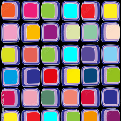 Fondo geométrico con cuadrados de colores variados.