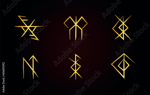 Full editable collection of norse symbols with meanings like love, home protection, problem with conception and mental power.