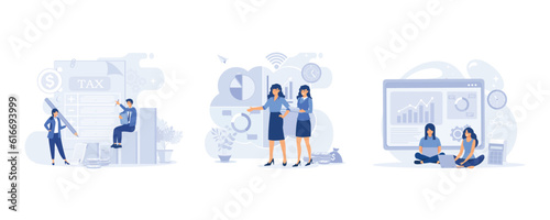 Business management illustration. planning work tasks, managing inbox emails, making schedule using calendar. flat vector modern illustration 