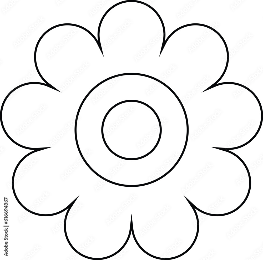 Simple Outline Flower Icon on white background. Best For Logo Design, clipart and KDP Simple Outline Flower Icon on white background. Best For Logo Design, clipart and KDP