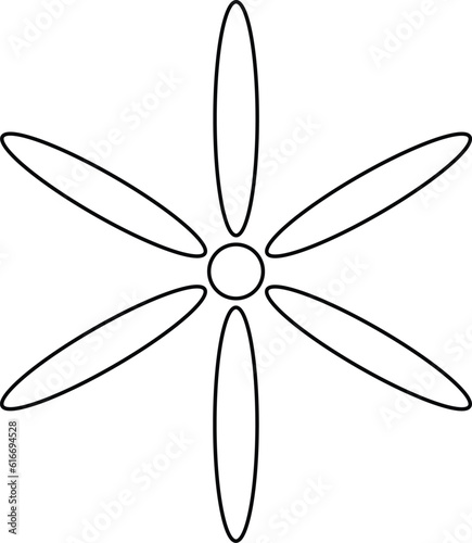 Simple Outline Flower Icon on white background. Best For Logo Design, clipart and KDP