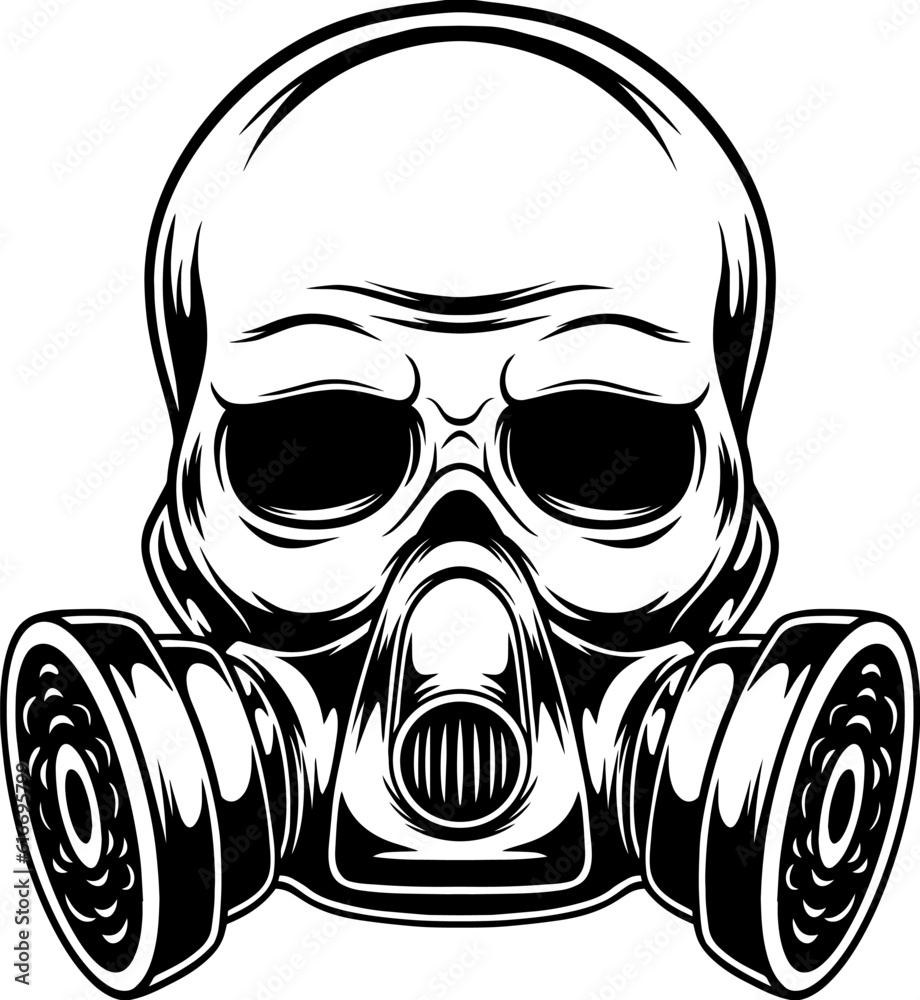 illustration of skull and gas mask illustration of skull and gas mask