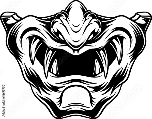 Japanese demon evil mask , mascot logo illustration