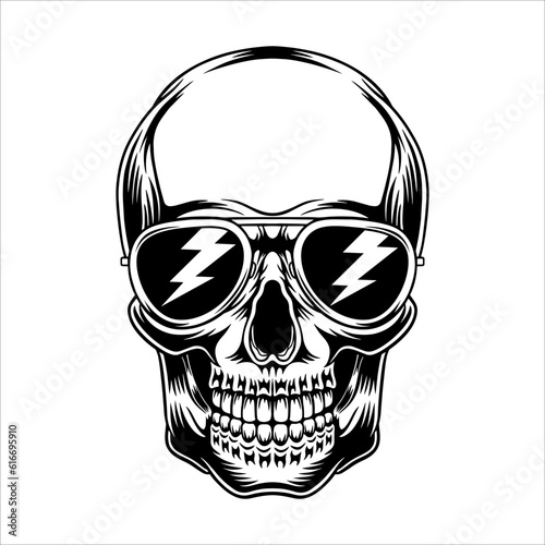 illustration of a skull wearing cool glasses photo