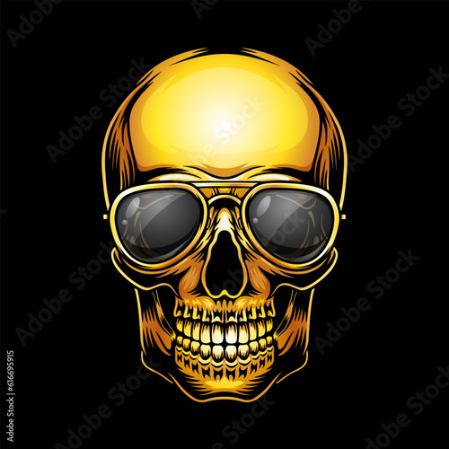illustration of a skull wearing cool glasses