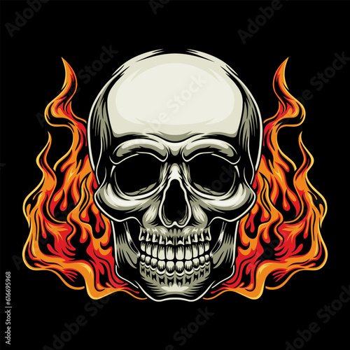 skull head with fire effect