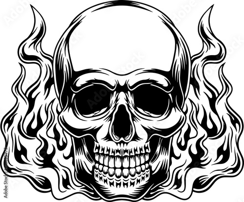 skull head with fire effect