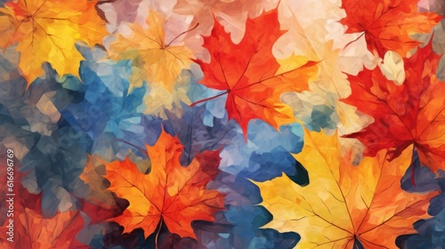 Autumn Maple Leaves  Colorful  Brush Texture