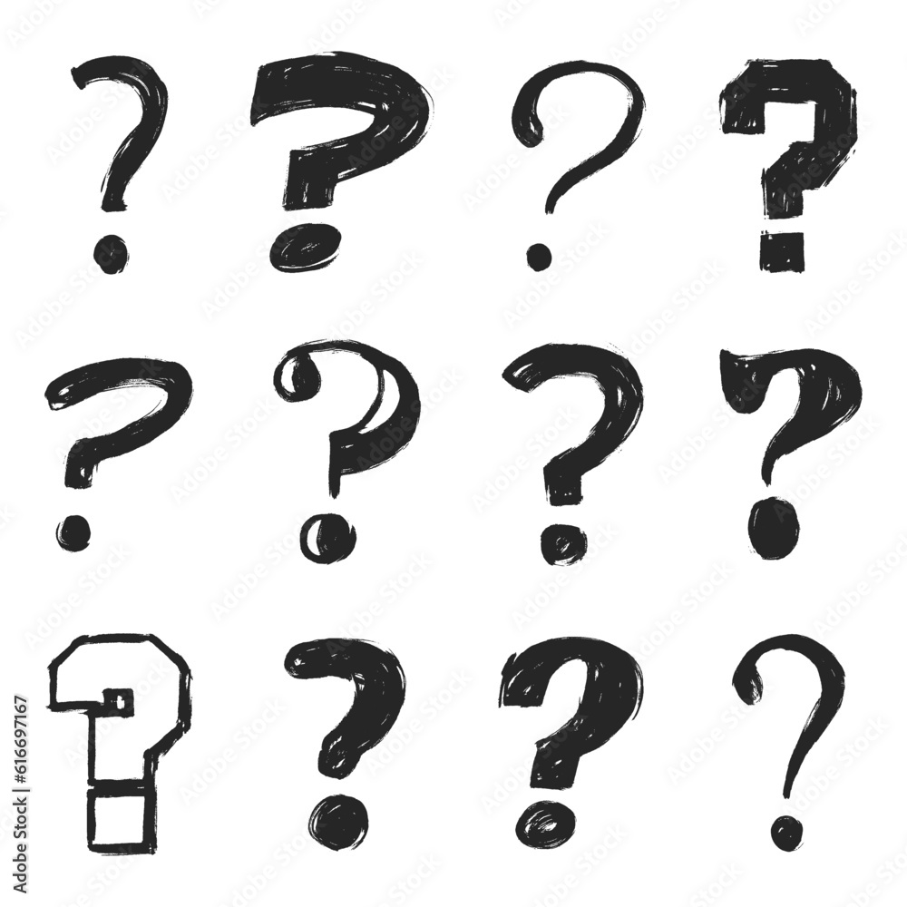 Hand drawn question mark set, vector illustration Hand drawn question mark set, vector illustration