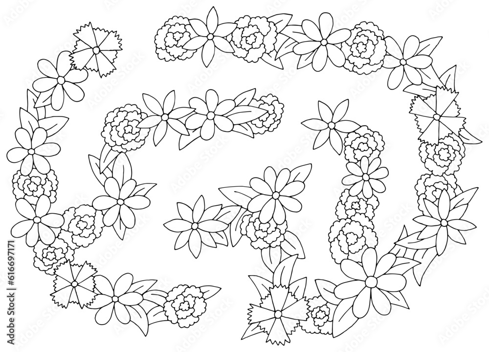 Flower maze graphic black white sketch top aerial view illustration vector Flower maze graphic black white sketch top aerial view illustration vector