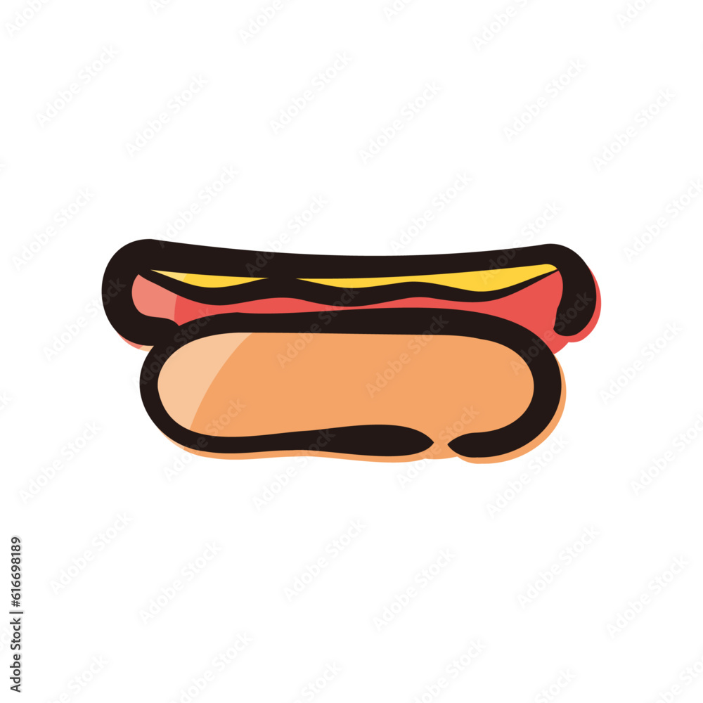 Hot dog - Fast food icon/illustration (Hand-drawn line, colored version) Hot dog - Fast food icon/illustration (Hand-drawn line, colored version)