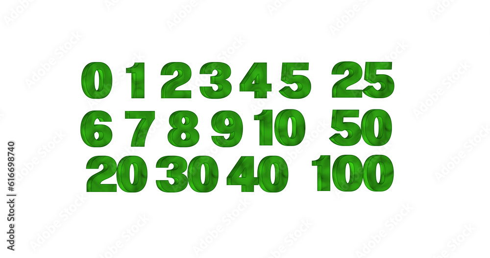 3D Numbers from 1 to 10 and 20,25,30,40,50 and 100 3D Numbers from 1 to 10 and 20,25,30,40,50 and 100