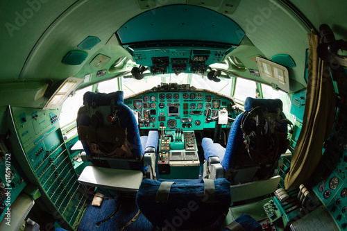 Cockpit of decomissioned Tupolev passenger aircraft used by Czech president Vaclav Havel photo