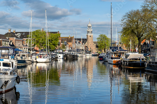 leisure boats in the port of Lemmer, Netherlands