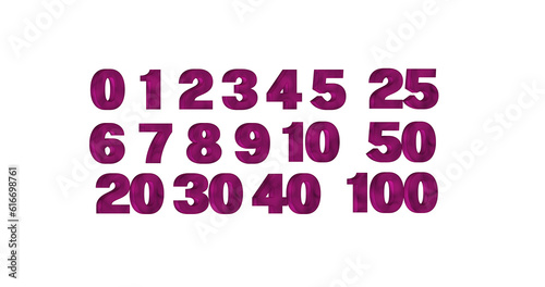 3D Numbers from 1 to 10 and 20,25,30,40,50 and 100