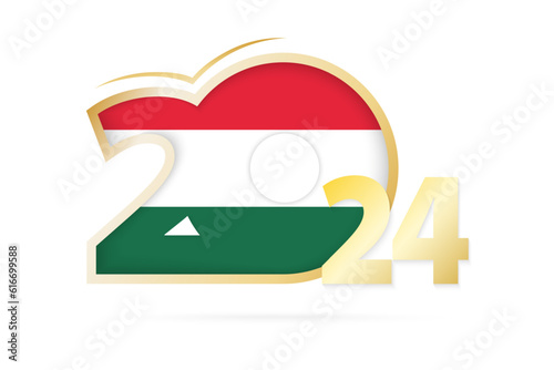 Year 2024 with Hungary Flag pattern.