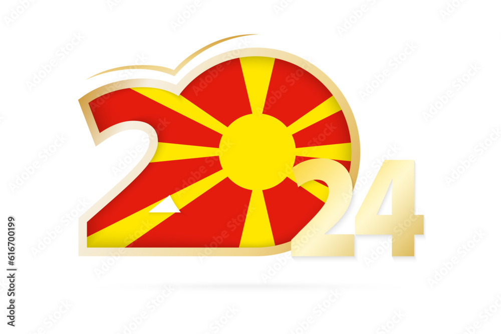 Year 2024 with Macedonia Flag pattern. Year 2024 with Macedonia Flag pattern.