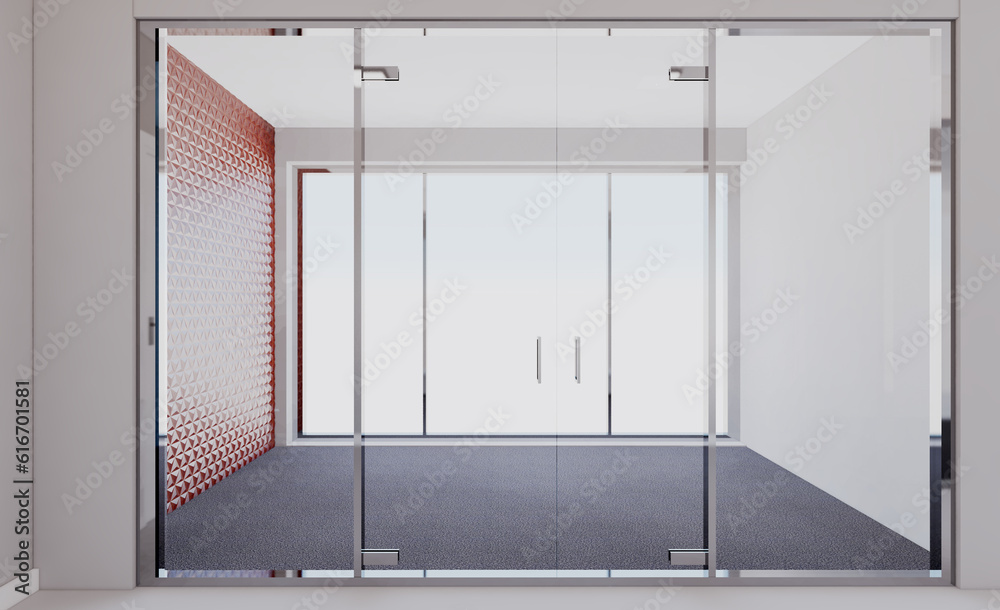 Modern office building interior. 3D rendering. Modern office building interior. 3D rendering.