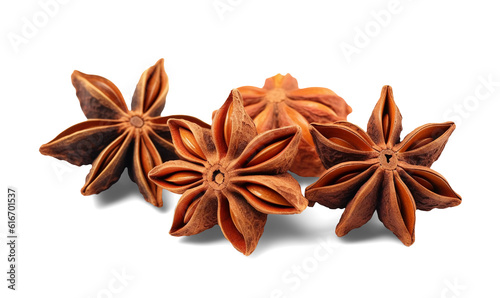 Star anise spice fruits and seeds isolated on transparent or white background, png