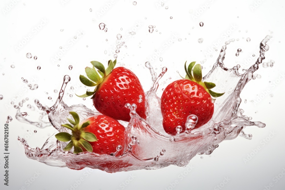 Fresh strawberries with water splash Fresh strawberries with water splash