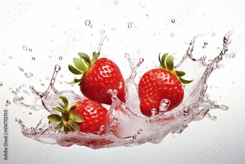 Fresh strawberries with water splash