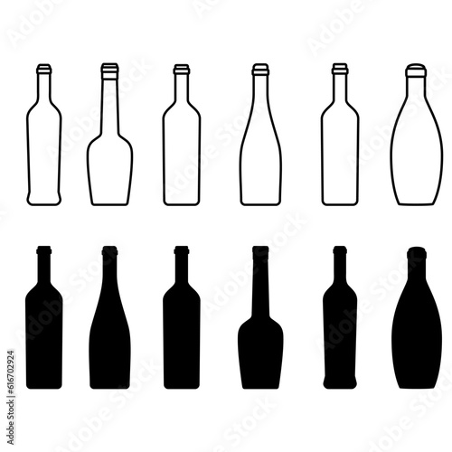 Wine bottle icon vector set. Wine illustration sign collection. bottle symbol or logo.