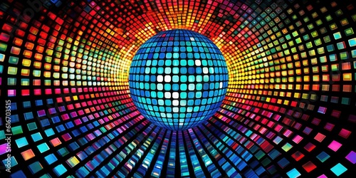 Disco ball with multiple colored blocks moving around