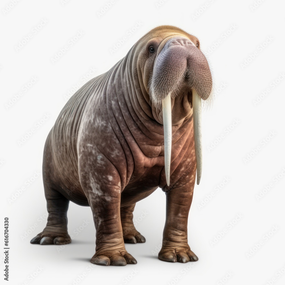 Fototapeta premium Walrus Water Animal. Isolated on White Background. Generative AI.
