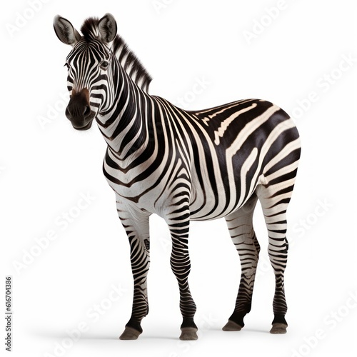 Zebra Savanna Animal. Isolated on White Background. Generative AI.