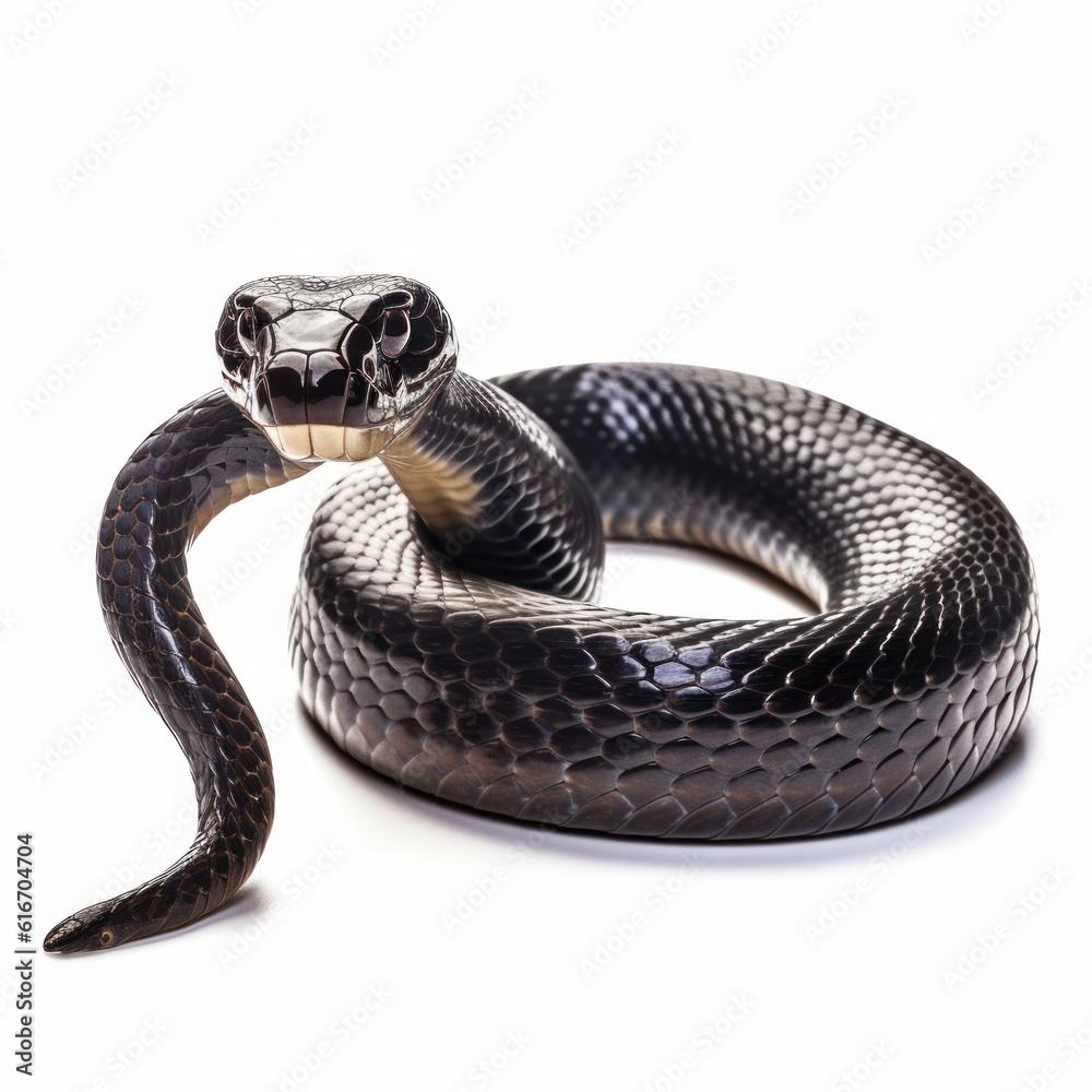 Fototapeta premium Black Mamba Savanna Animal. Isolated on White Background. Generative AI.