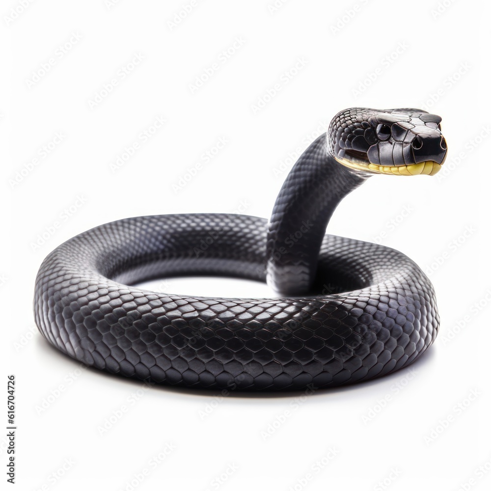 Fototapeta premium Black Mamba Savanna Animal. Isolated on White Background. Generative AI.