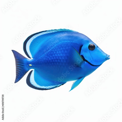 Blue tang (surgeonfish) Water Animal. Isolated on White Background. Generative AI. © bomoge.pl